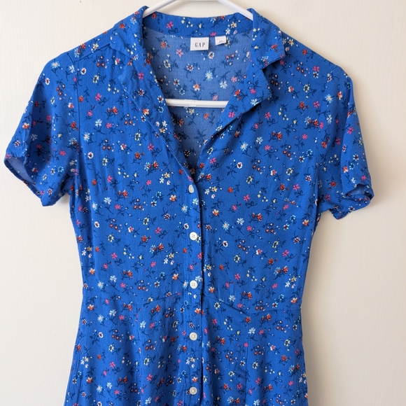 GAP Womens XS Blue Floral Print Dress Cottagecore Fairycore Whimsy Romantic - Picture 3 of 7